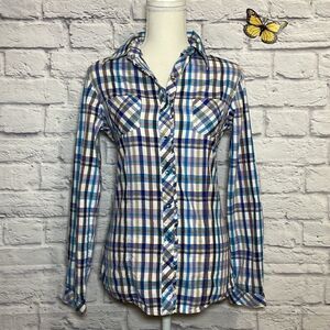 COWGIRL Up Plaid Shirt Jeweled Snap Buttons Rhinestones Size Small